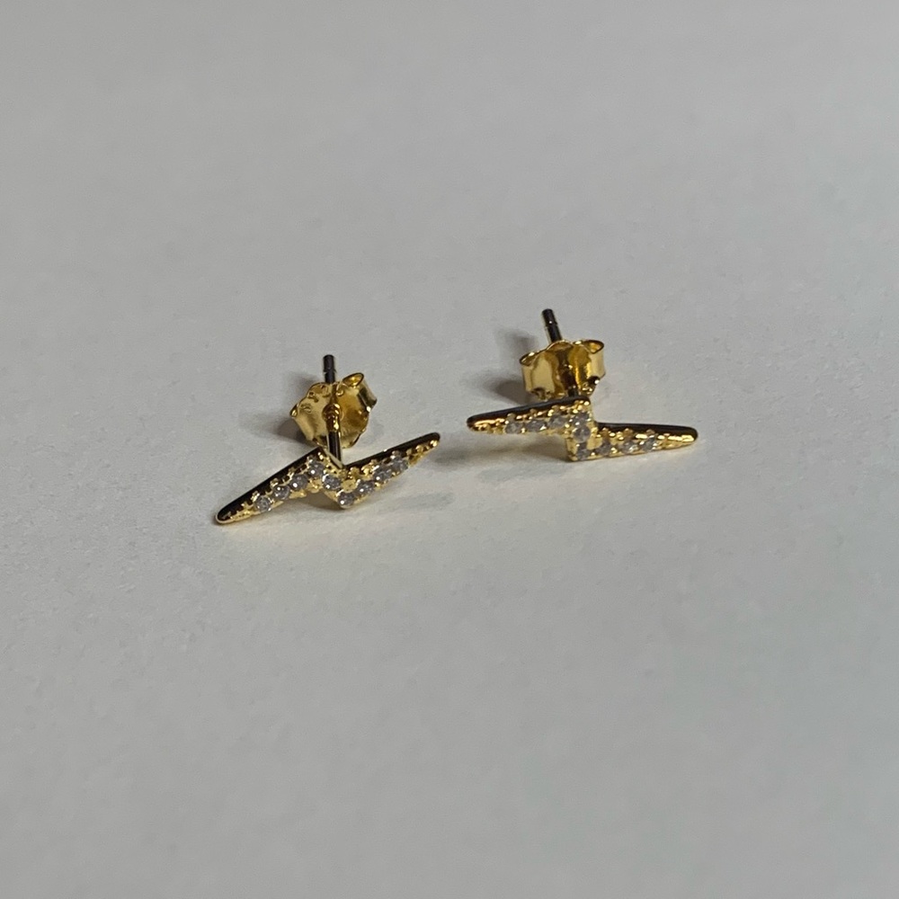 Lightening Bolt Stud Earrings .925 Sterling Silver